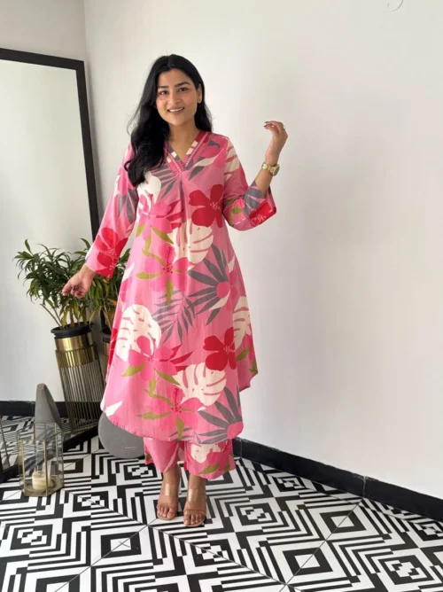 Beautiful Floral Print Kurti With Pant from shona