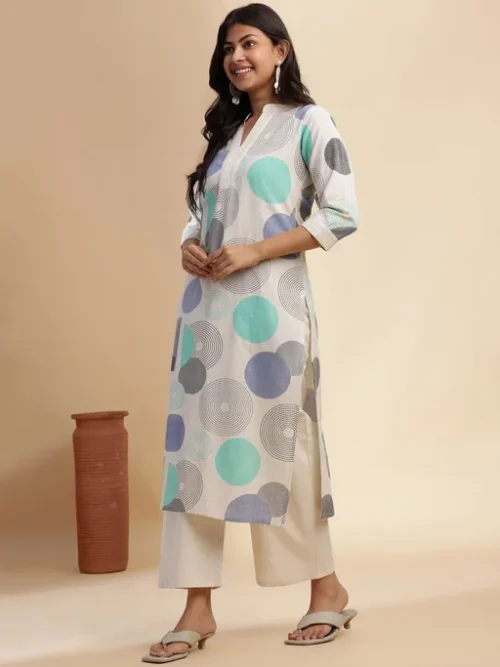 Women Geometric Printed Kurta with Palazzo