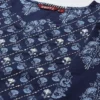 Blue Floral Printed Kantha Work Kurta