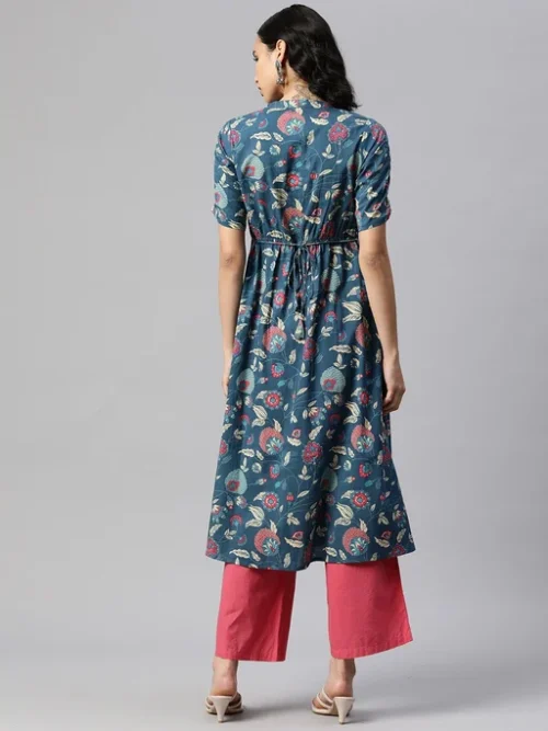 Floral Printed A-Line Cotton Kurta