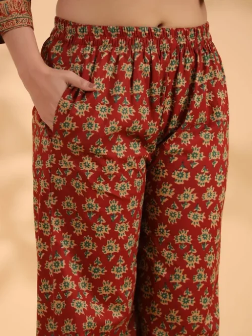 Floral Printed Pure Cotton Kurta with Palazzos & Dupatta