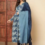 Floral Printed Anarkali Kurta With Churidar & Dupatta