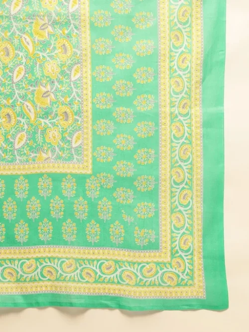 Floral Printed Notch Neck Pure Cotton Kurta with Palazzos & Dupatta