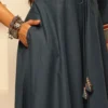 Geometric Printed Empire Sequinned Pure Cotton Anarkali Kurta With Trouser & Dupatta