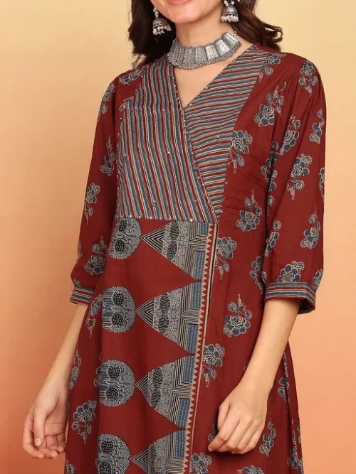 Women Floral Printed Cotton Kurta with Trousers & Dupatta