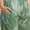 Green Floral Printed Pleated Notch Neck Pure Cotton A-Line Kurta With Palazzos