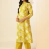 Yellow Women Floral Printed A-Line Cotton Stitched Kurta With Palazzo Sets