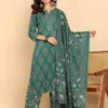 Women Floral Printed Cotton Kurta with Palazzo & Dupatta